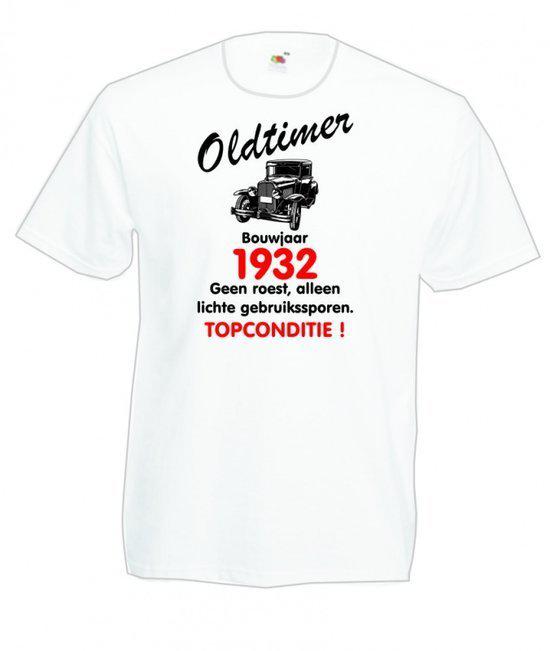 Mijncadeautje heren leeftijd T-shirt wit maat L - Oldtimer Bouwjaar (geboortejaar) 1932