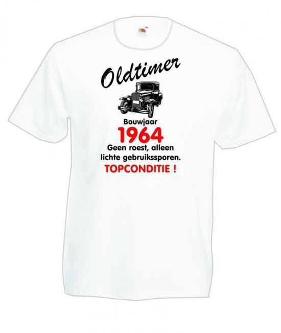 Mijncadeautje heren leeftijd T-shirt wit maat L - Oldtimer Bouwjaar (geboortejaar) 1964 (Abraham)