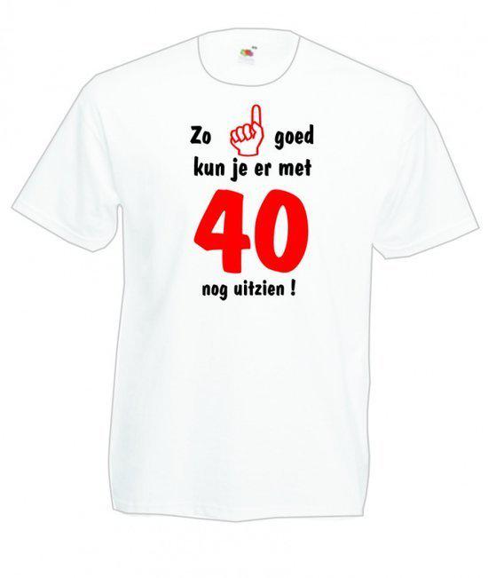 Mijncadeautje heren leeftijd T-shirt wit maat L Zo goed kun je er met 40 nog uitzien