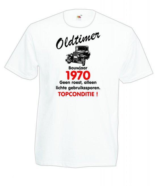 Mijncadeautje heren leeftijd T-shirt wit maat M - Oldtimer Bouwjaar (geboortejaar) 1970