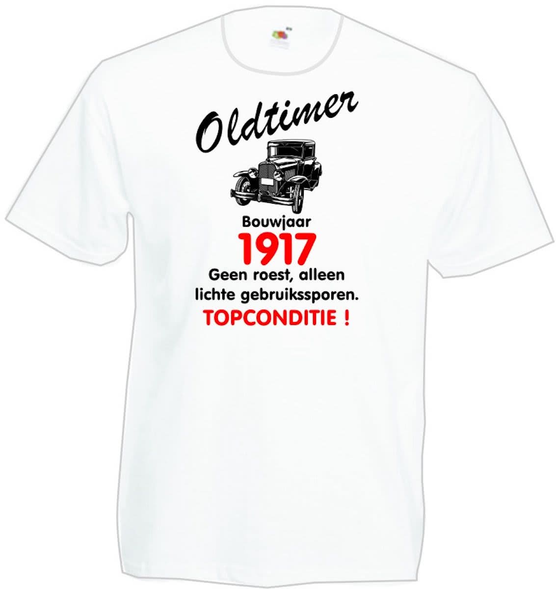 Mijncadeautje heren leeftijd T-shirt wit maat XL - Oldtimer Bouwjaar (geboortejaar) 1917