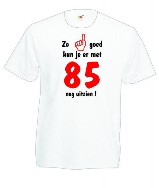 Mijncadeautje heren leeftijd T-shirt wit maat XL Zo goed kun je er met 85 nog uitzien