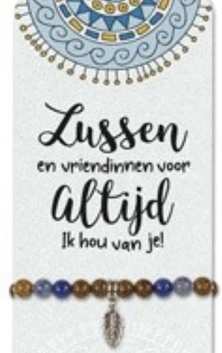 Zussen en Vriendinnen voor Altijd Ik Hou Van je! - Armband - Zus - Sodaliet - op cadeau kaart - Armbandje