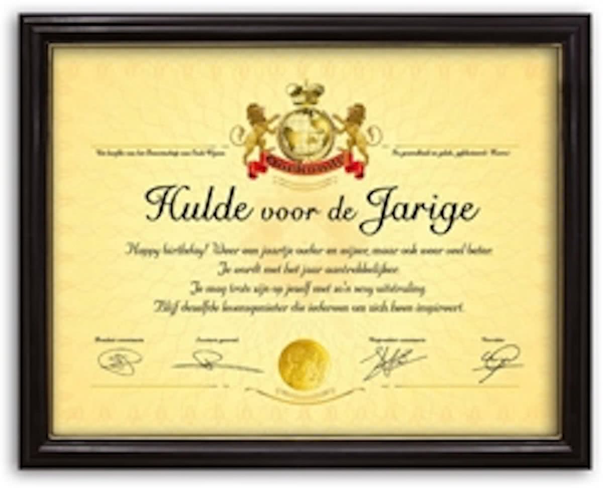 Oorkonde Hulde voor de Jarige