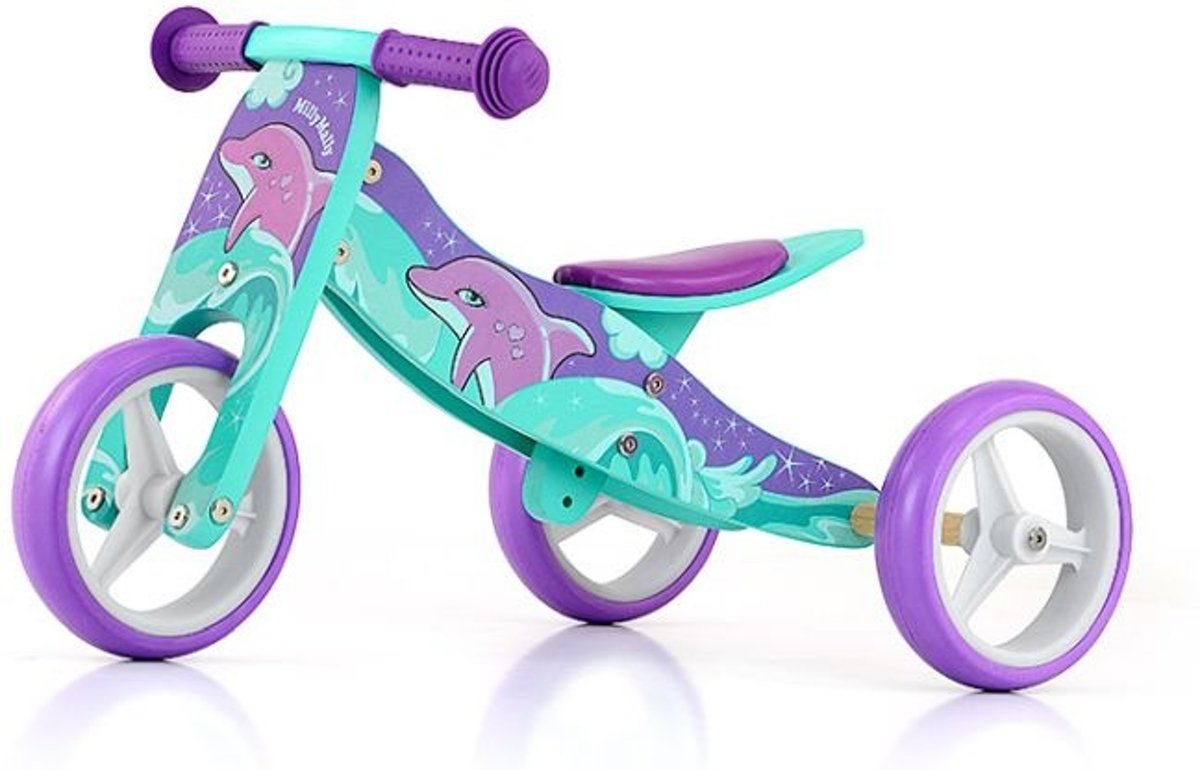 Milly Mally 2-in-1 Loopfiets Jake Dolfijn - Loopfiets - Jongens en meisjes - Paars;Groen