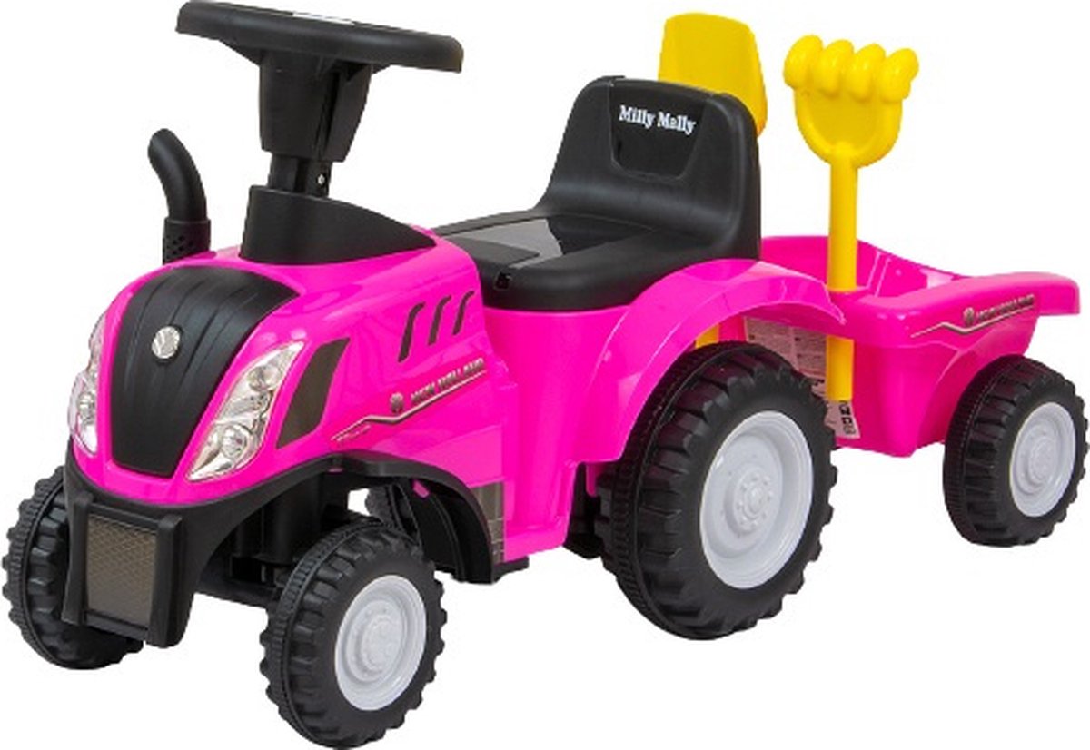 Milly Mally Tractor Ride On New Holland T7 Roze 56 Cm 4-delig