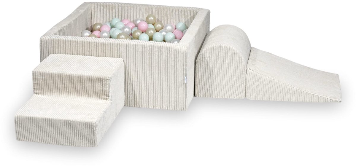 Foam speelset met vierkante ballenbad 90x90x40 Corduroy