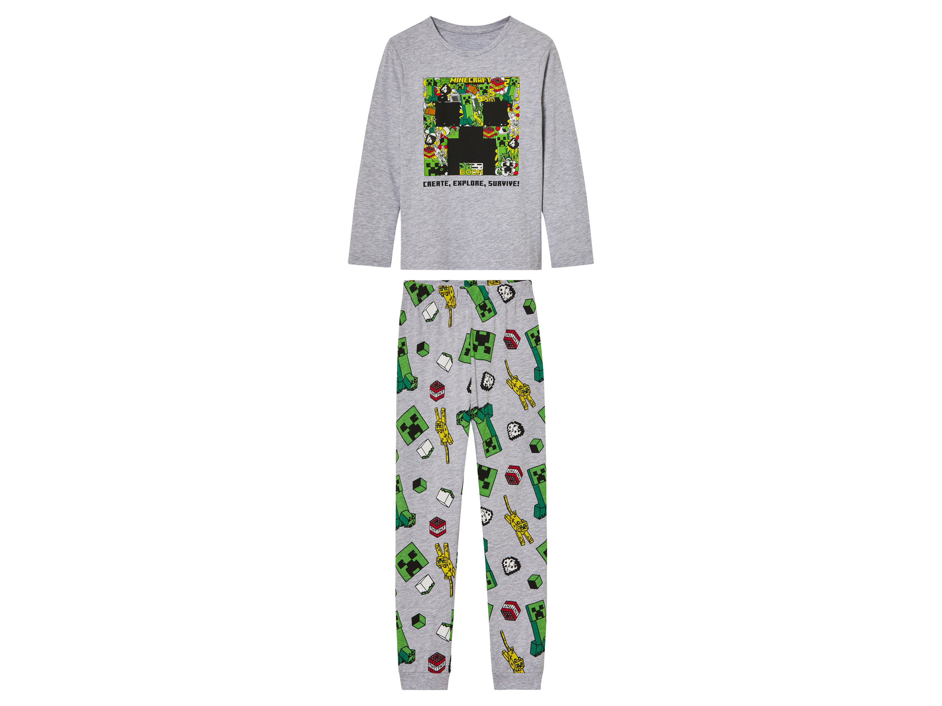 Minecraft Kinder pyjama (Grijs, 146/152)