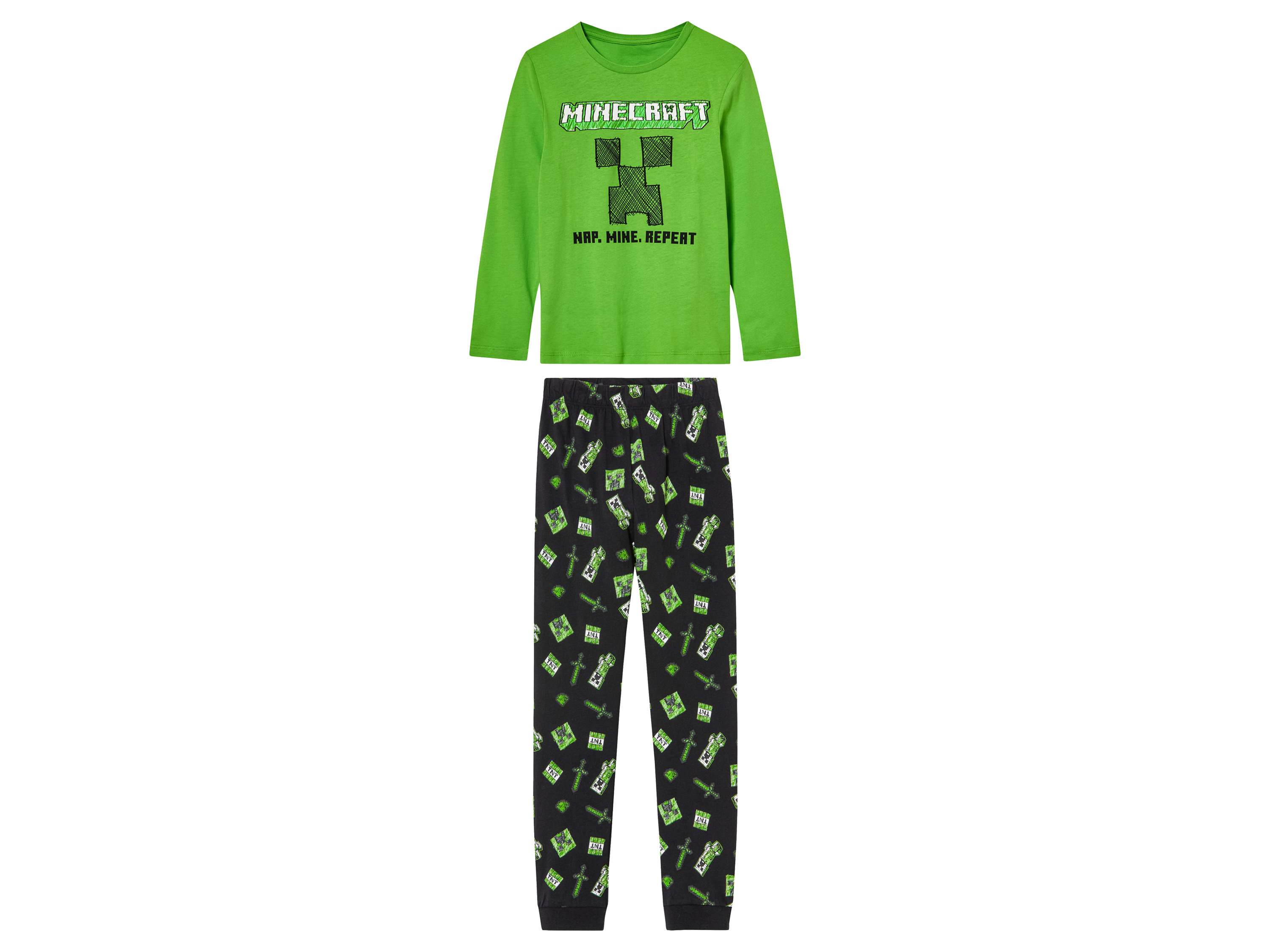 Minecraft Kinder pyjama (Zwart, 146/152)