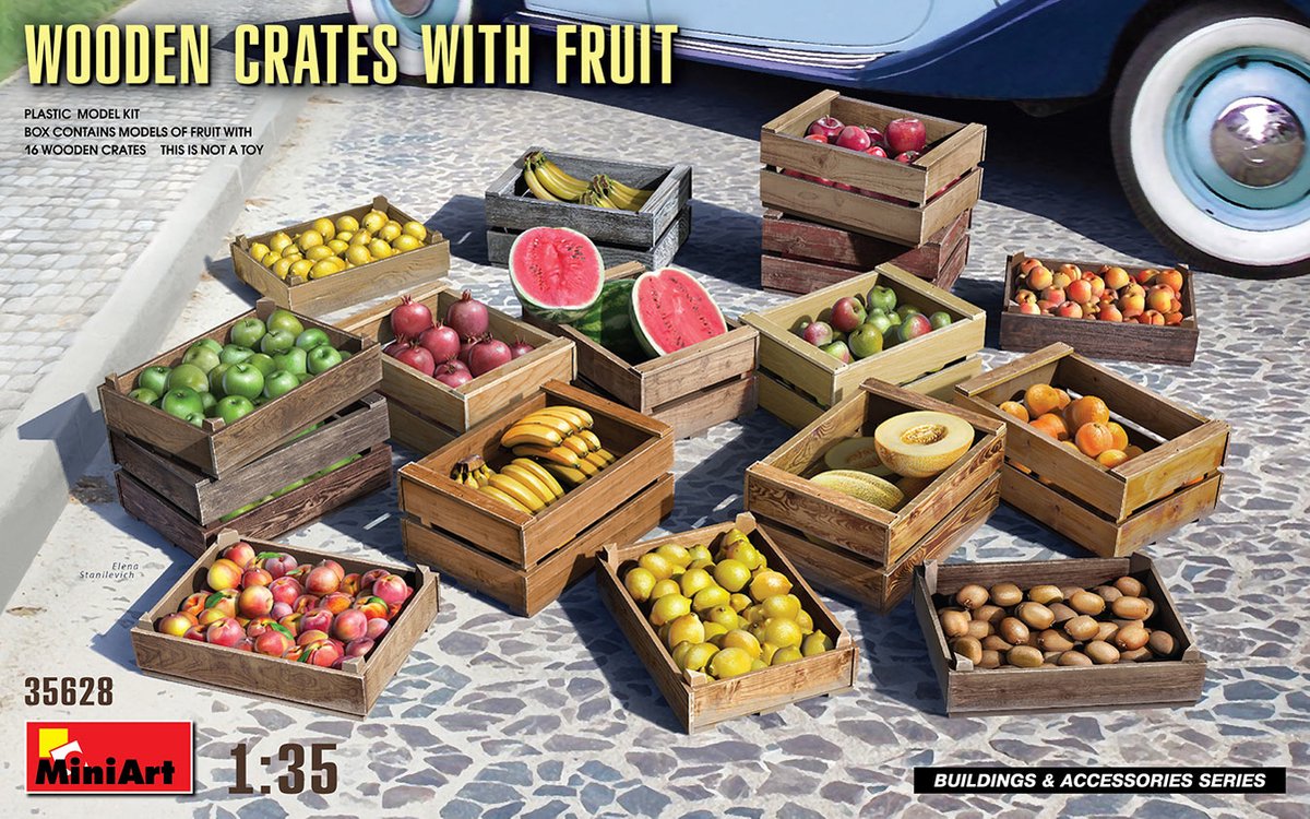 1/35 WOODEN CRATES WITH FRUIT (12/21) * - modelbouwsets, hobbybouwspeelgoed voor kinderen, modelverf en accessoires