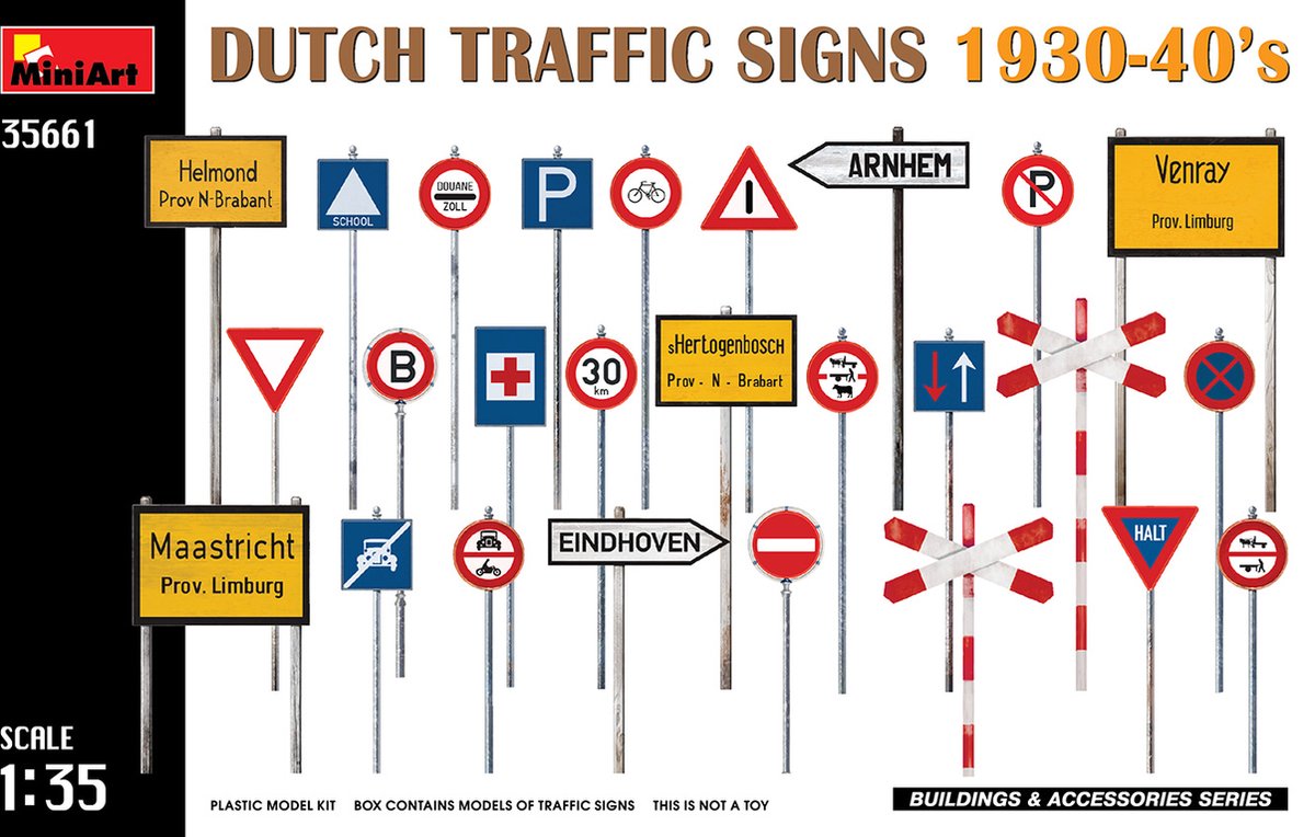 1:35 MiniArt 35661 Dutch Traffic Signs 1930-40s Plastic kit