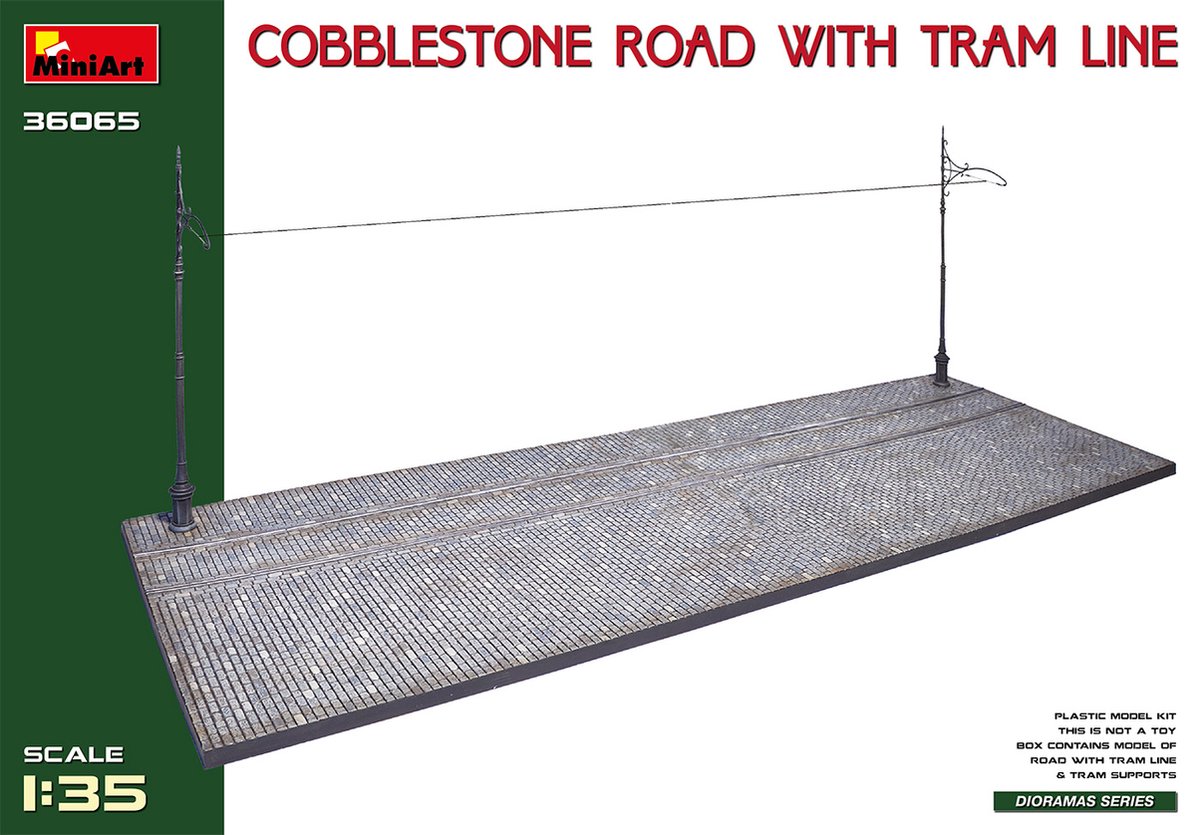 1:35 MiniArt 36065 Cobblestone Road w/Tram Line Plastic kit