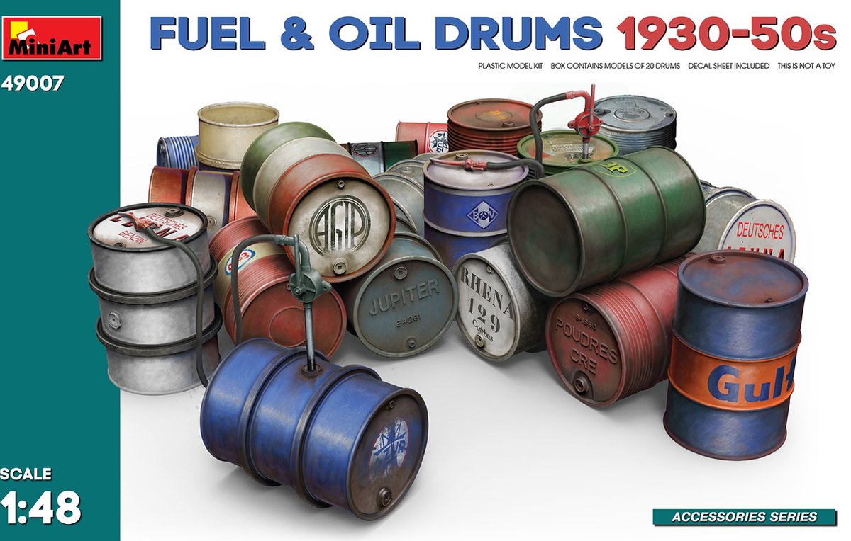 1:48 MiniArt 49007 Fuel & Oil Drums 1930-50s Plastic kit