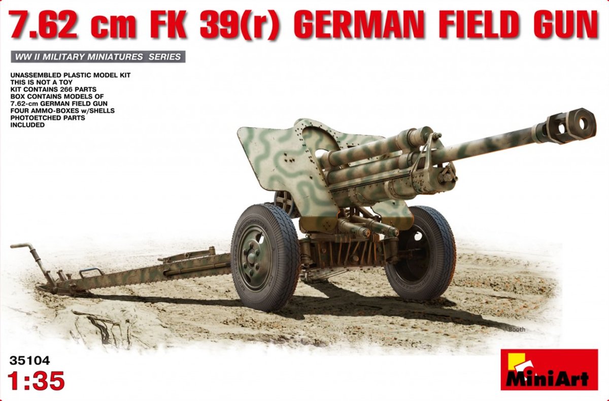 MiniArt 7.62cm FK 39(r) German Field Gun + Tamiya lijm