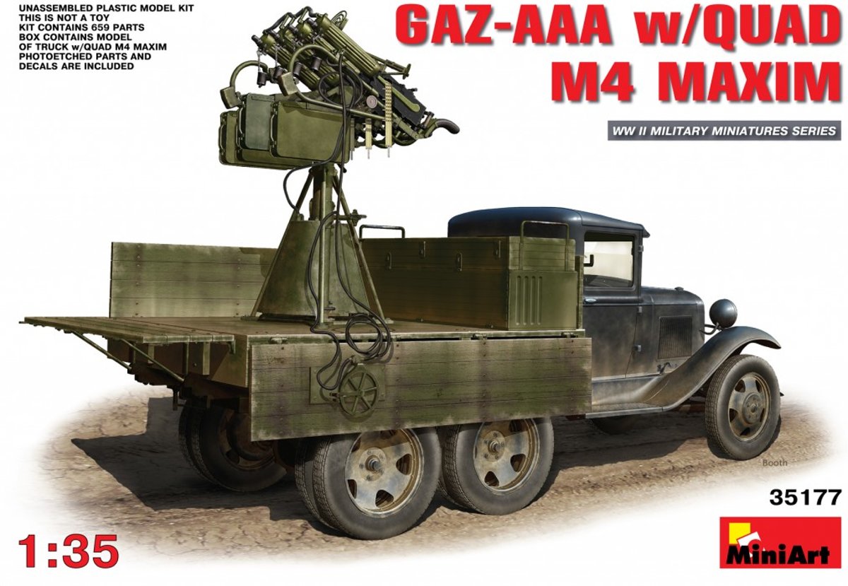 MiniArt GAZ-AAA w/Quad M4 Maxim + Tamiya lijm