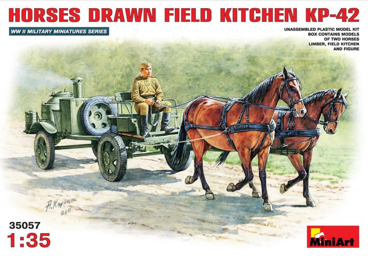 MiniArt Horses drawn Field Kitchen KP-42 + Tamiya lijm