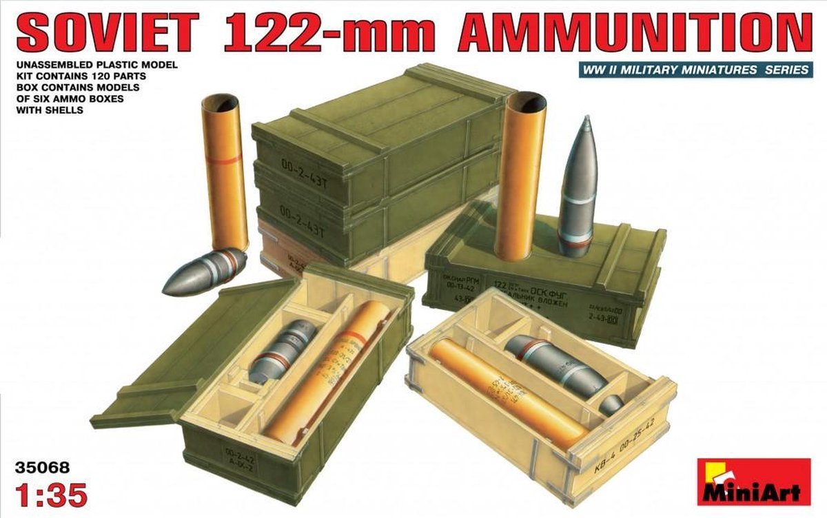 MiniArt Soviet 122-mm Ammunition + Tamiya lijm