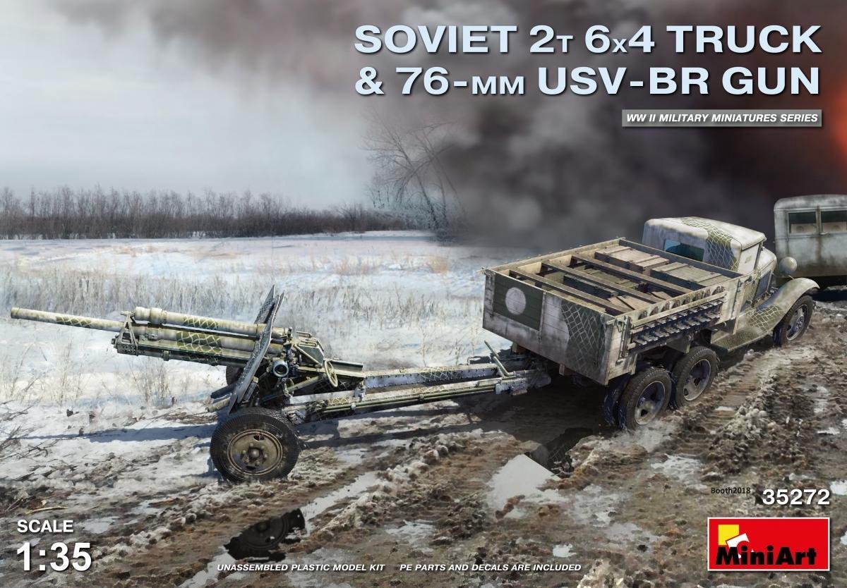 MiniArt  Soviet 2T 6x4 Truck & 76-mm USV-BR Gun + Tamiya lijm