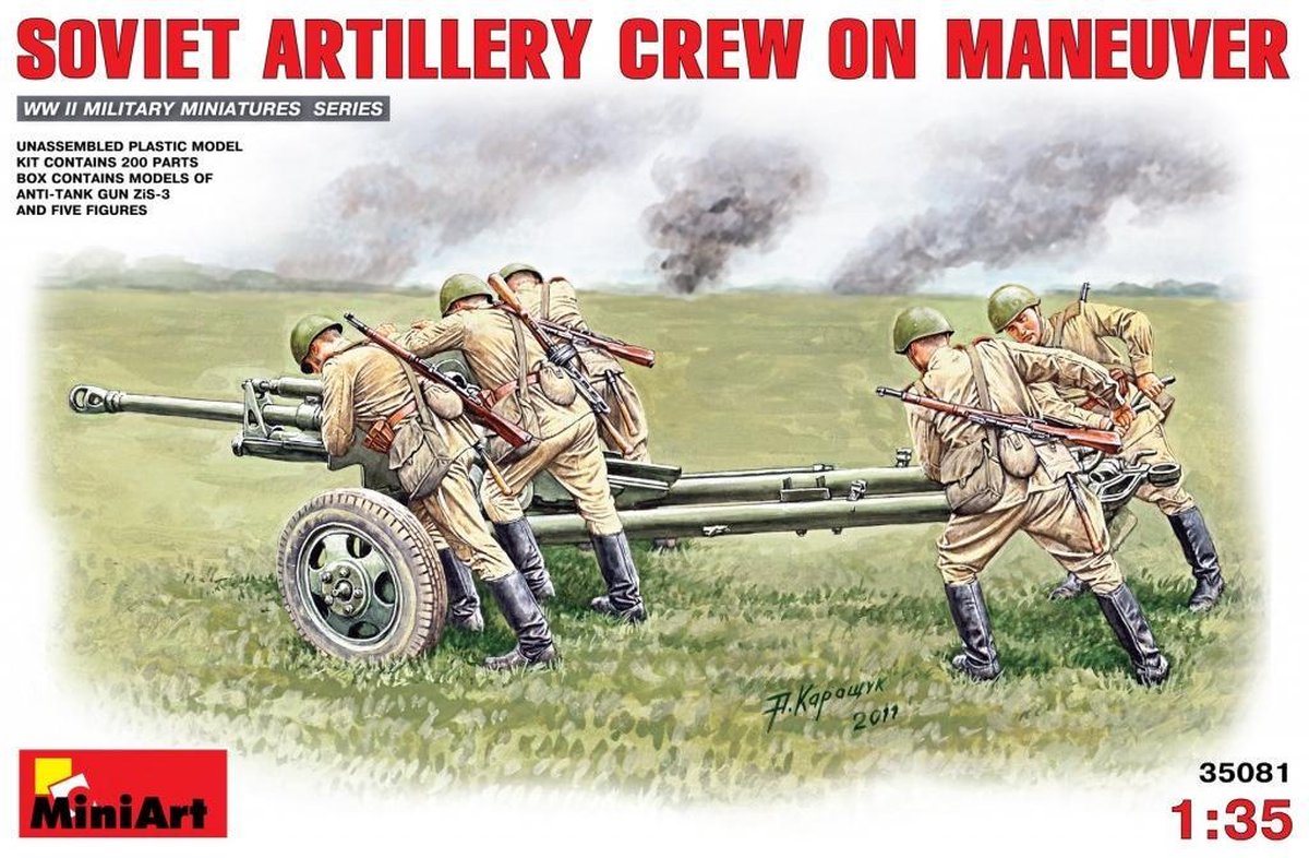 MiniArt Soviet Artillery Crew on Manouver (incl. anti-tank gun ZiS-3) + Tamiya lijm