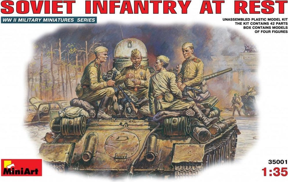 MiniArt Soviet Infantry at rest (1943-45) + Tamiya lijm