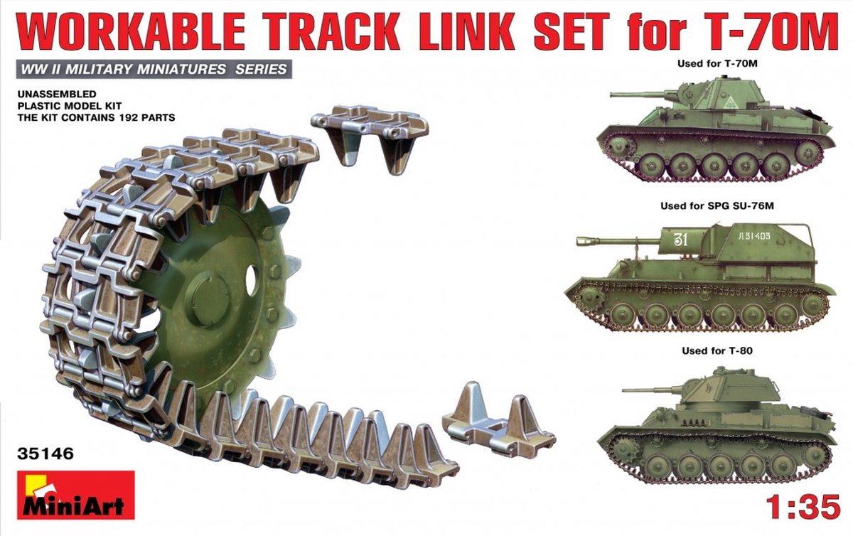 MiniArt Workable Track Link Set for T-70 + Tamiya lijm