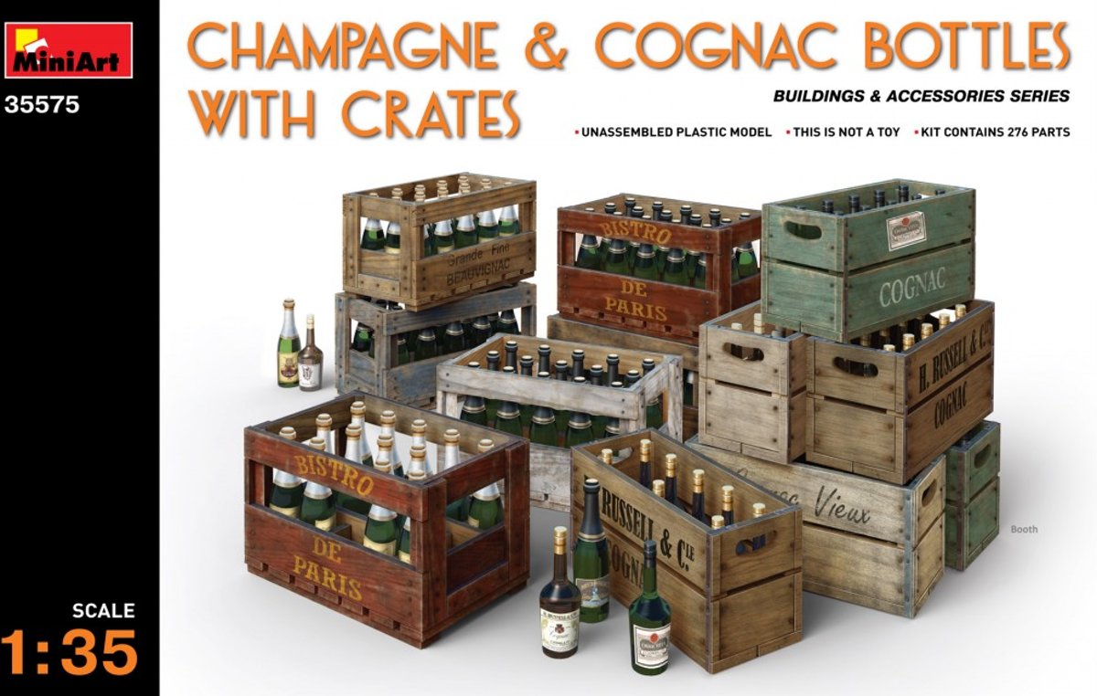 Miniart - Champagne & Cognac Bottles W/crates (Min35575)