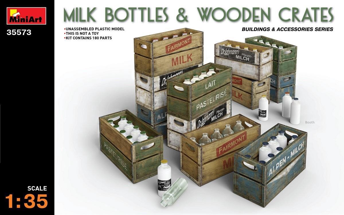 Miniart - Milk Bottles & Wooden Crates (Min35573)