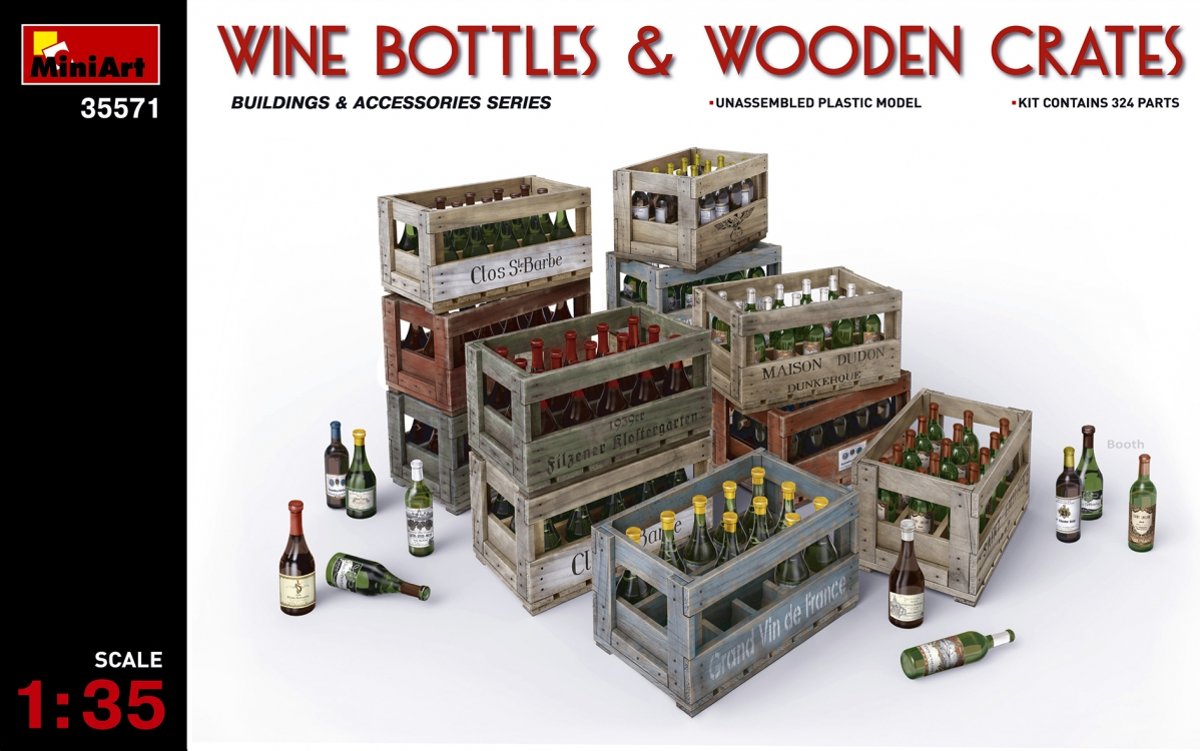 Miniart - Wine Bottles & Wooden Crates (Min35571)