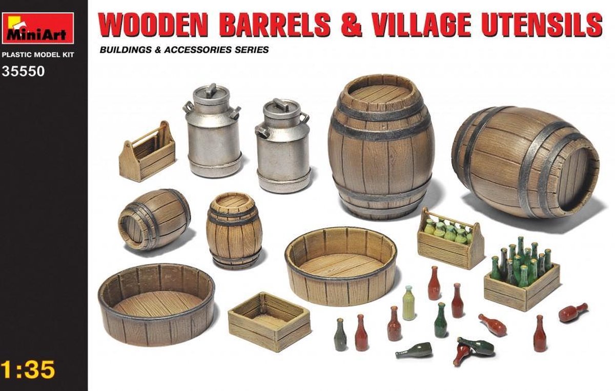 Miniart - Wooden Barrels & Village Utensils (Min35550)