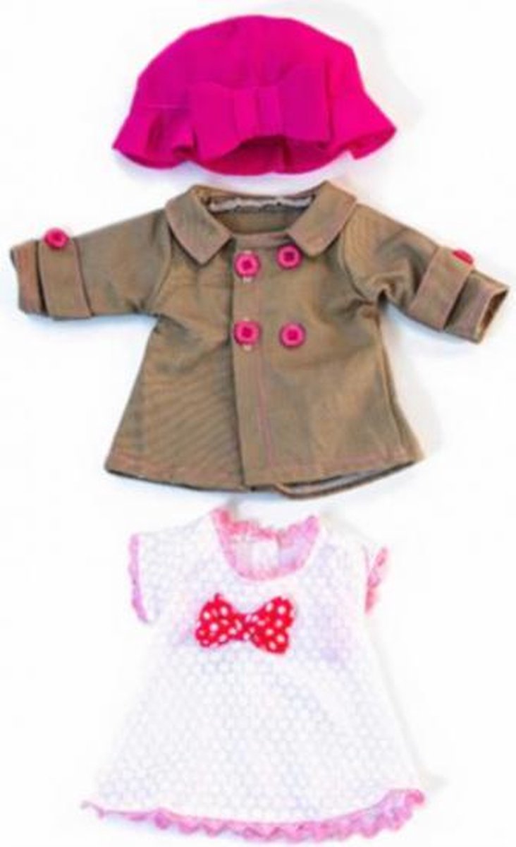 poppenkleertjes Girl 32 cm roze/wit/bruin 3-delig