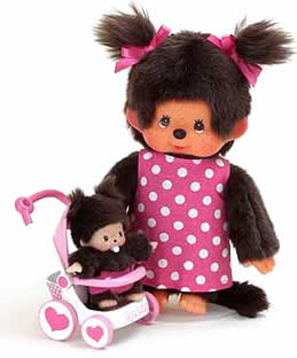 Monchhichi Moeder met wandelwagen