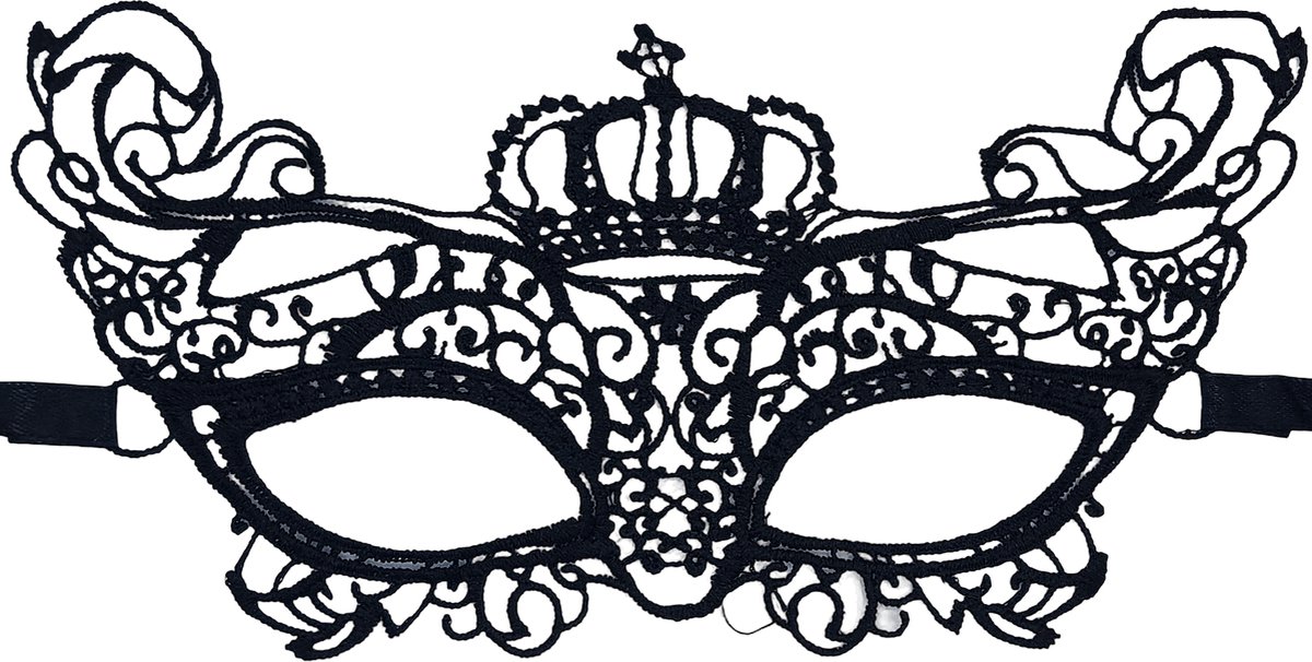 Miresa - Masker Prinses / Koningin voor Cam / Gala / Carnaval - Kant - Zwart - MM028