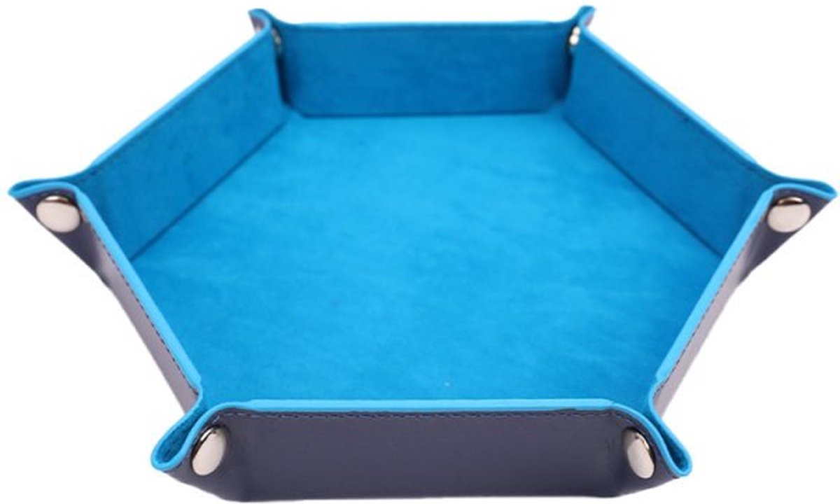 Dobbelsteenbak zes hoekig - dice tray - dobbelbeker -  yathzee - dobbelbak - blauw