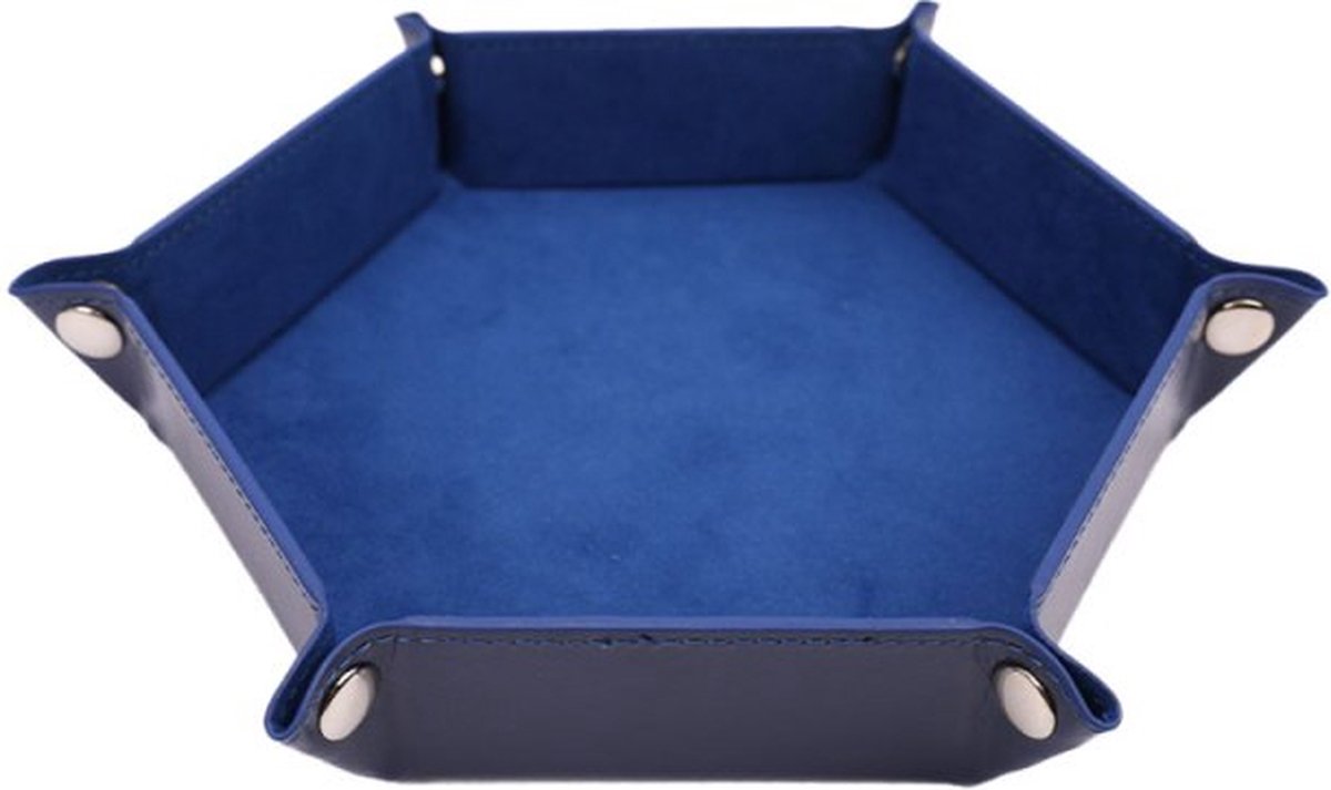 Dobbelsteenbak zes hoekig - dice tray - dobbelbeker -  yathzee - dobbelbak - donkerblauw