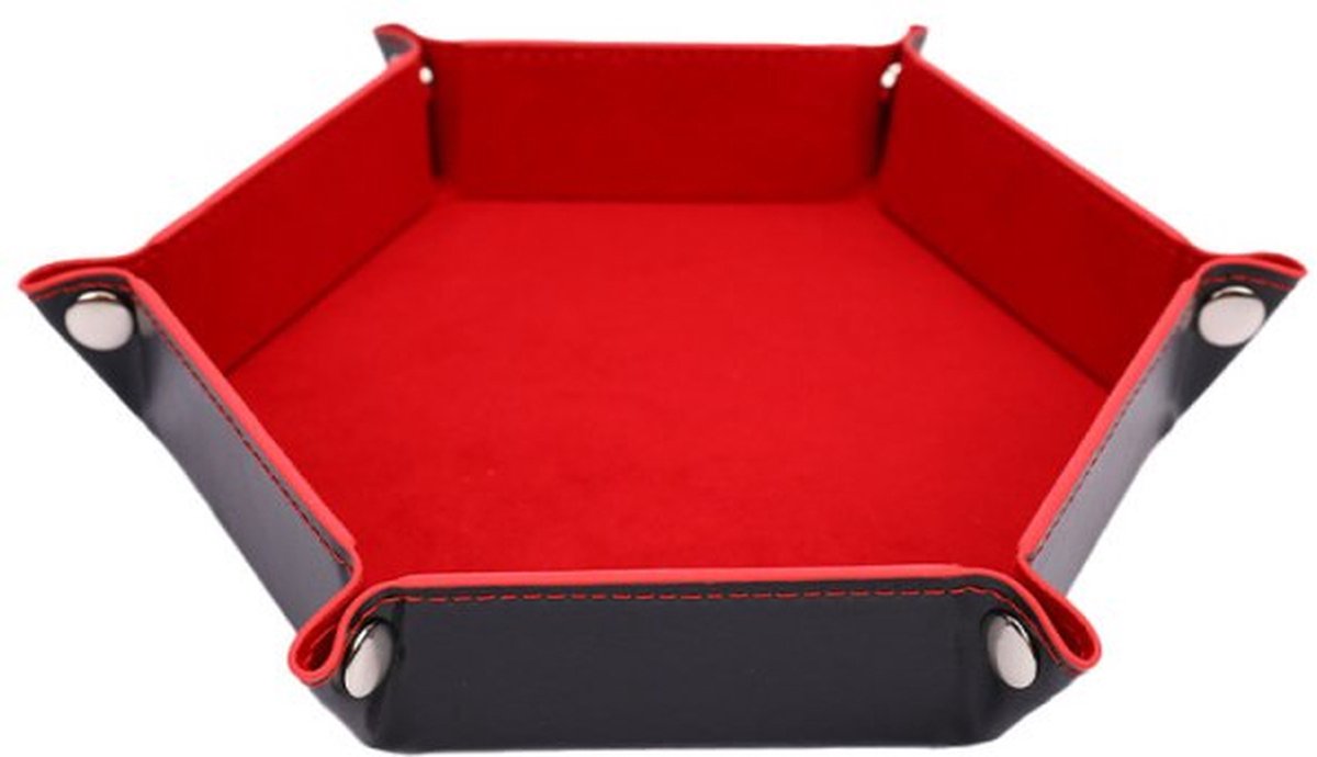 Dobbelsteenbak zes hoekig - dice tray - dobbelbeker -  yathzee - dobbelbak - rood