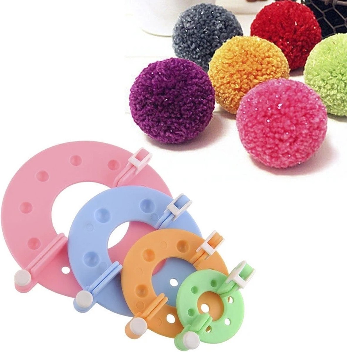 Pompom maker 4 maten - 9/7/5.5/3.5 centimeter - pom-pom maker