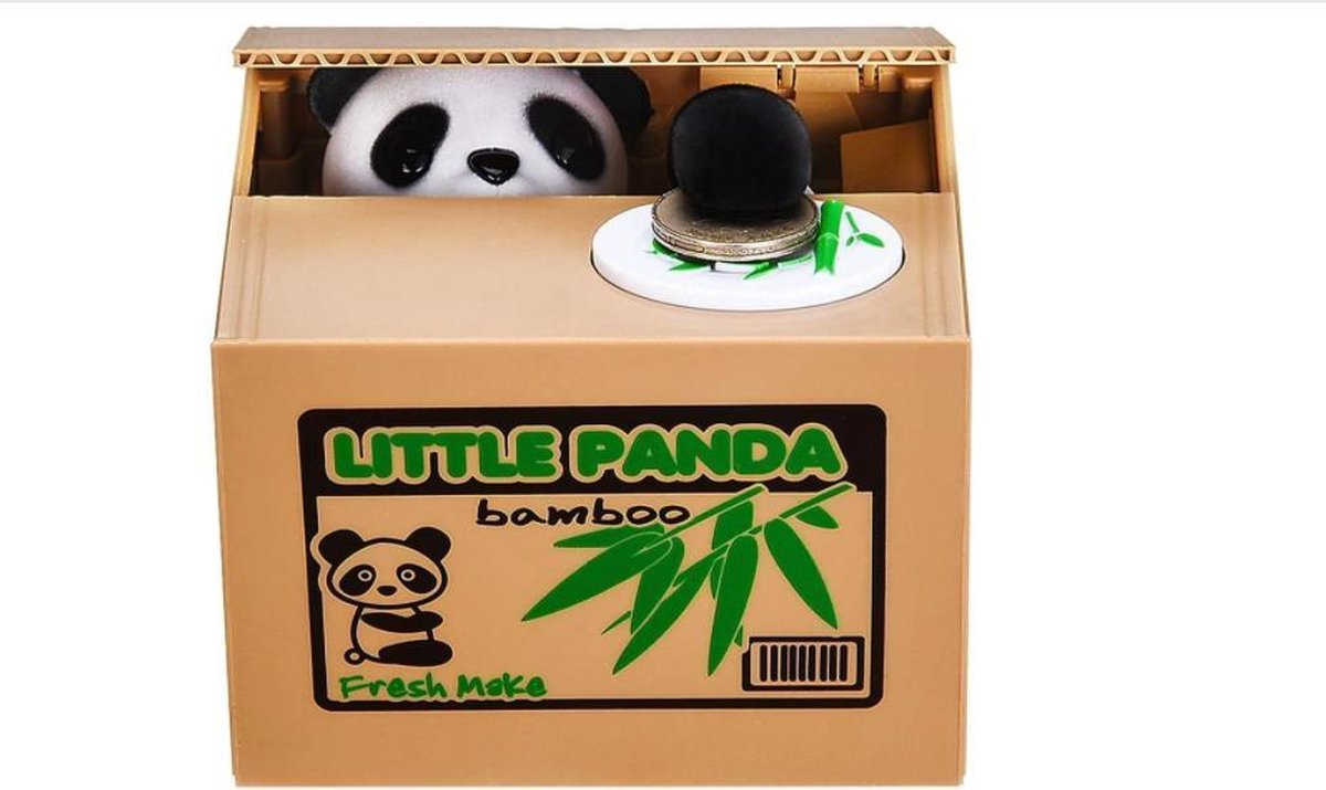 Panda Geld Paker op AA Battery, Panda Bamboo Piggy Bank voor kinderen, panda doos spaar Geld Box Bank voor gadeau kinderen kantoorgebruik (inclusief batterijen)