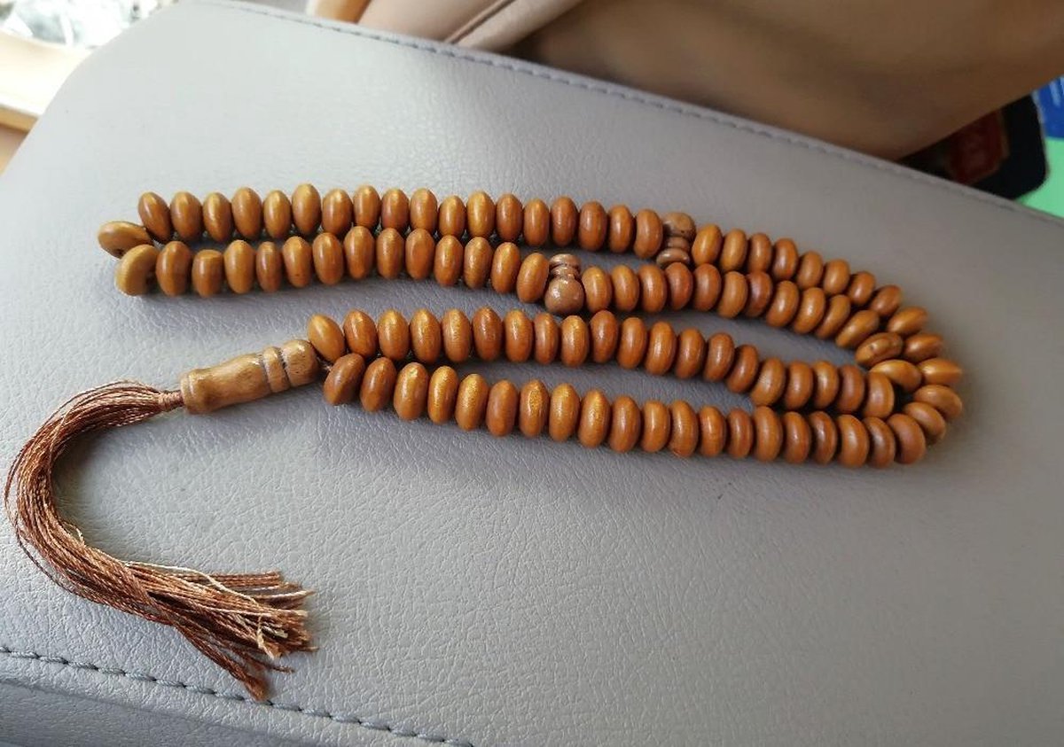 Tasbih 99 Klassieke Houten Kralen - Moslim Gebed Kraal - Ronde Kralen - Tesbih - Allah - Islamitische geschenk Tasbeeh