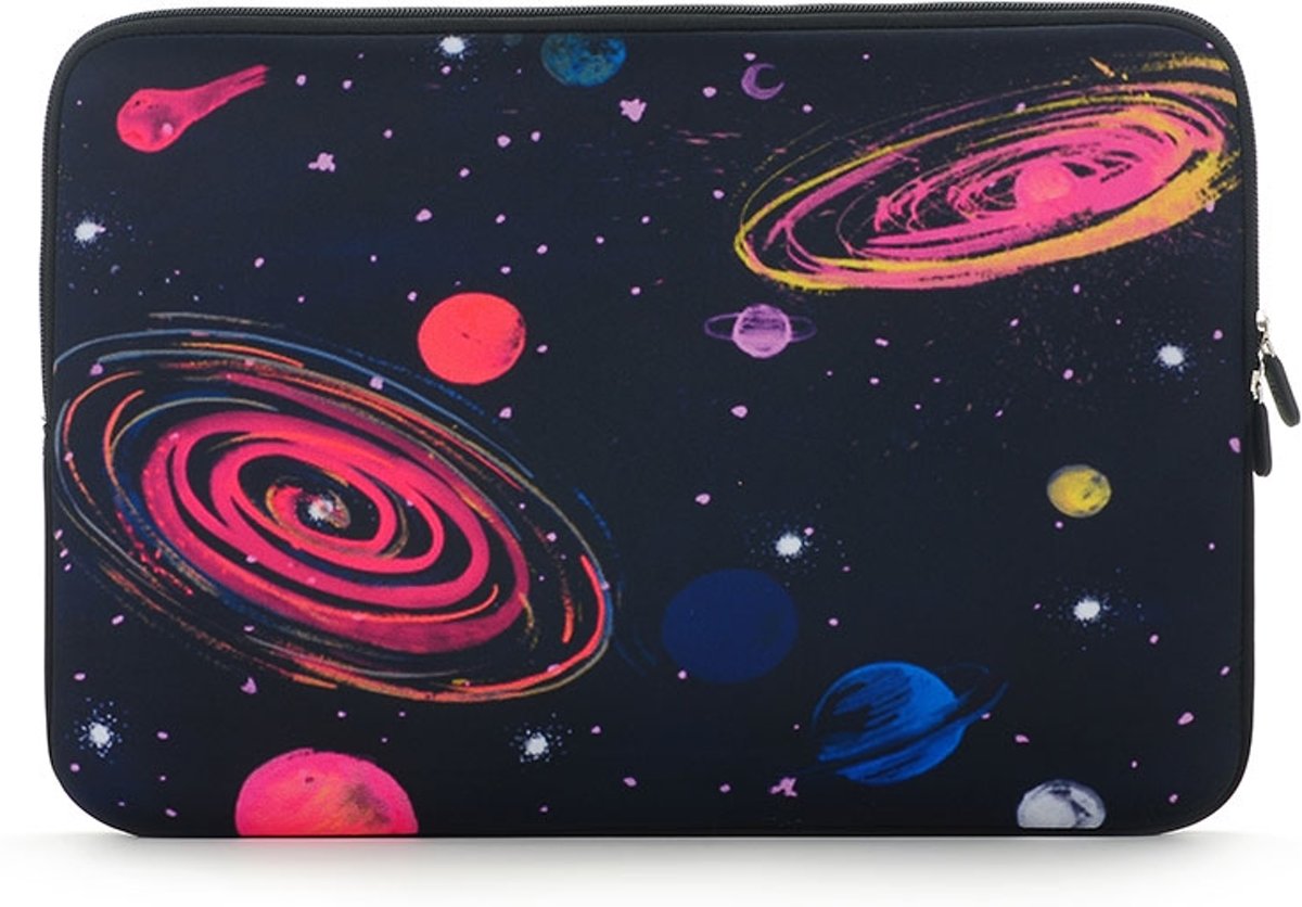 Laptop Sleeve met ruimte print tot 14 inch   Zwart/Multi colour