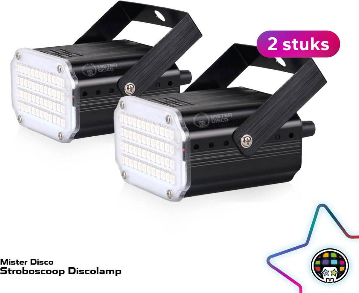 Stroboscoop LED Discolamp - Flits Licht - 48x LED - Set van 2 Stuks