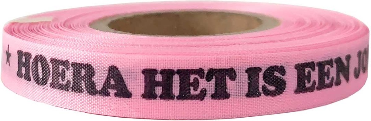 MixMamas Geboorte lint Roze Rol 43m - Hoera een jongen