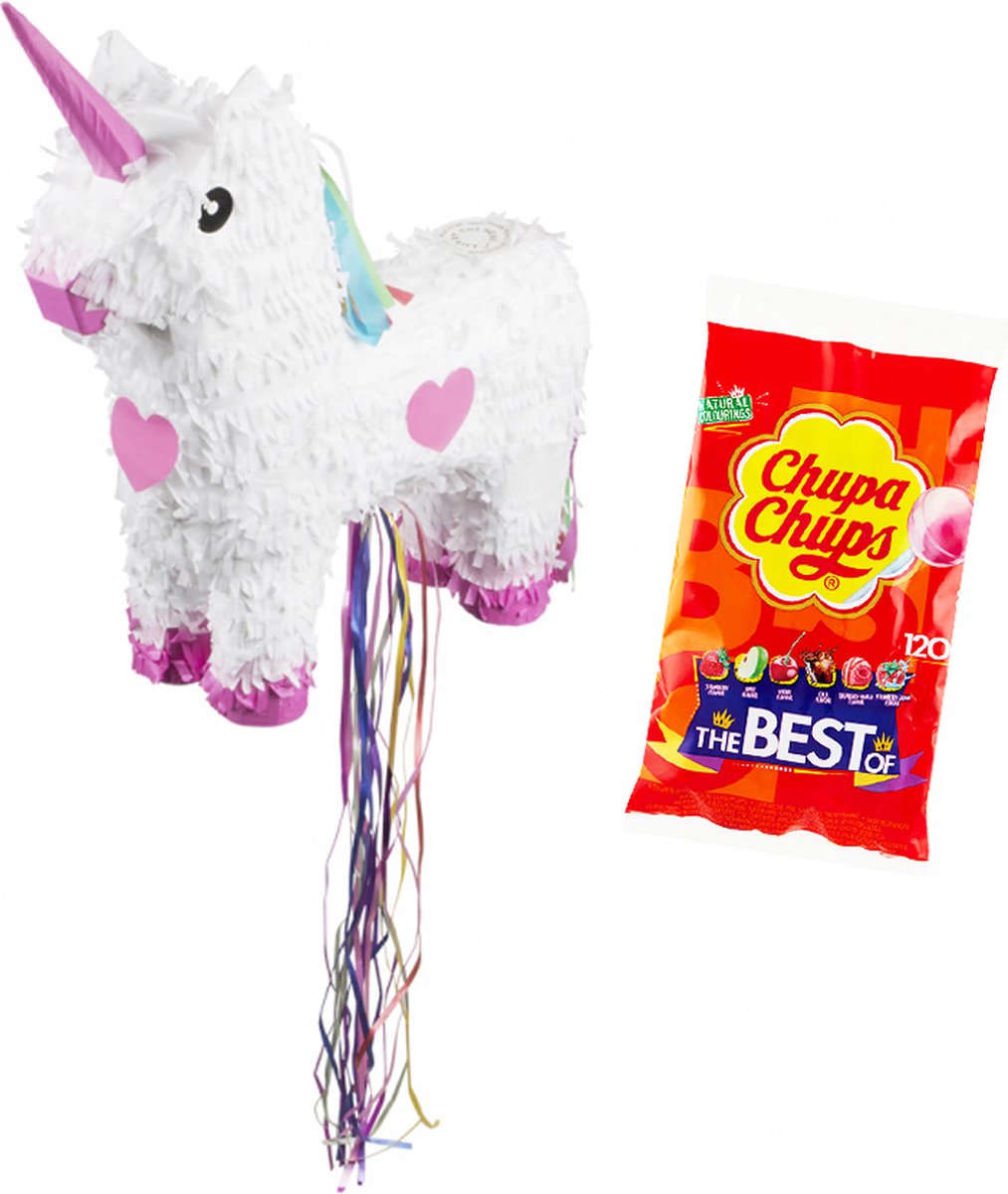 Piñata eenhoorn met 120 Chupa Chups lollies Best of flavours - ca. 1500g