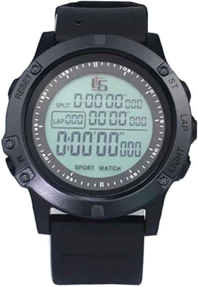   - Voetbalscheidsrechterhorloge met timer - Nachtlampje - Aftelfunctie - Stopwatch - Spel voor gymleraar - Grote wijzerplaat (zwart)