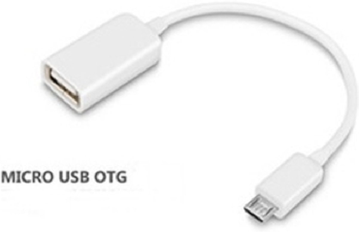 Micro USB OTG kabel adapter naar gewone USB poort / Wit