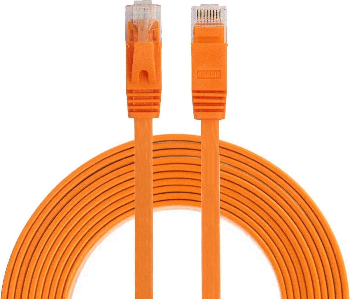 Mobigear UTP CAT 6 Netwerk Kabel Plat 3 Meter Oranje