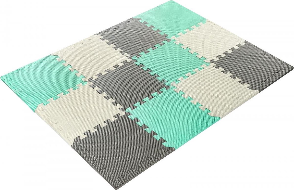 Moby-System - Puzzelmat - Speelmat - Baby - Foam - 120 x 90 cm - met rand - Mint