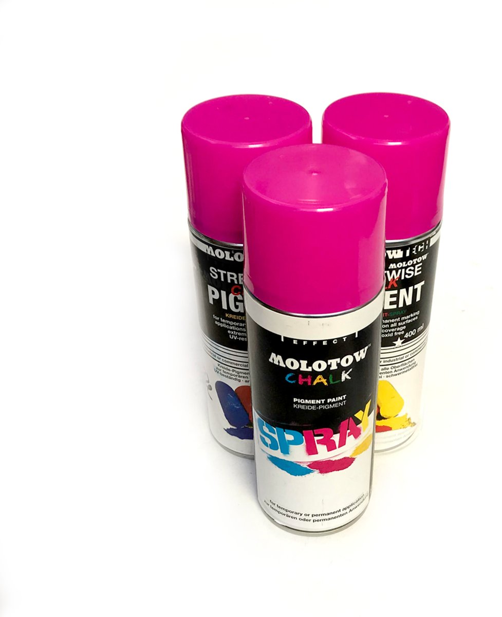 3 stuks Molotow Streetwise Krijtspray - 400ml Roze Graffiti Chalk Spray