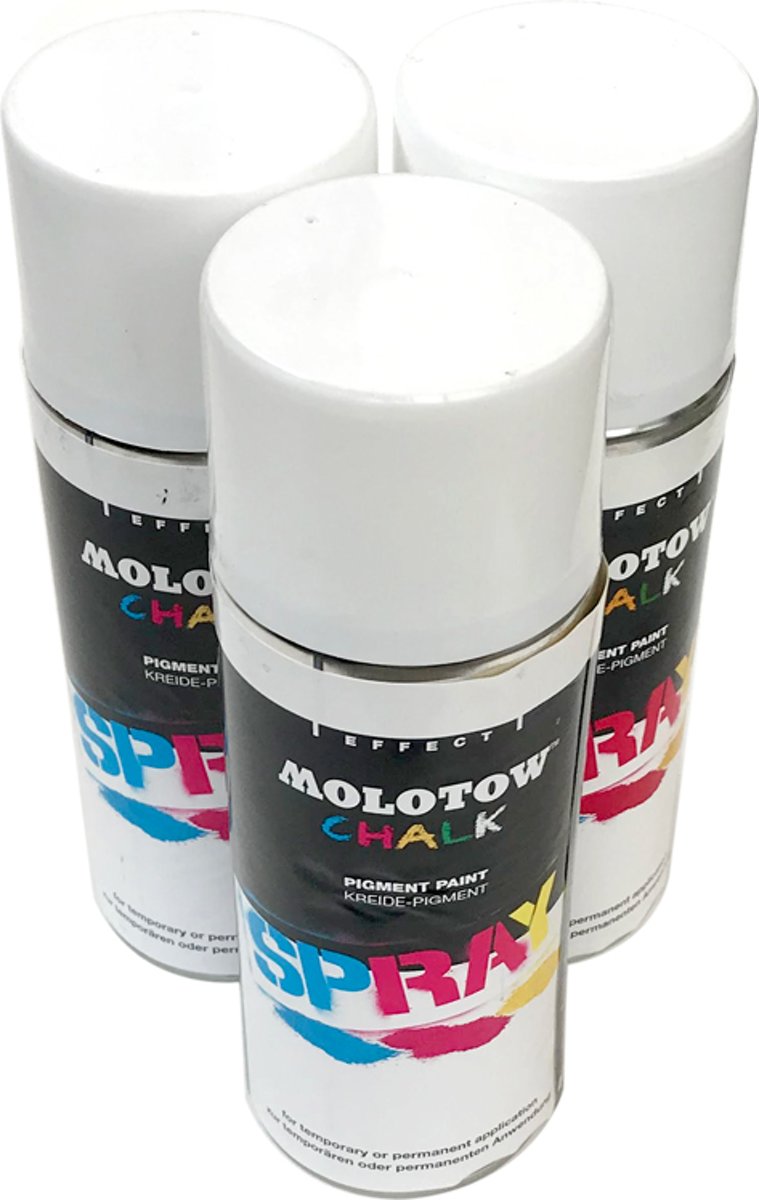 3 stuks Molotow Streetwise Krijtspray - 400ml Witte Graffiti Chalk Spray