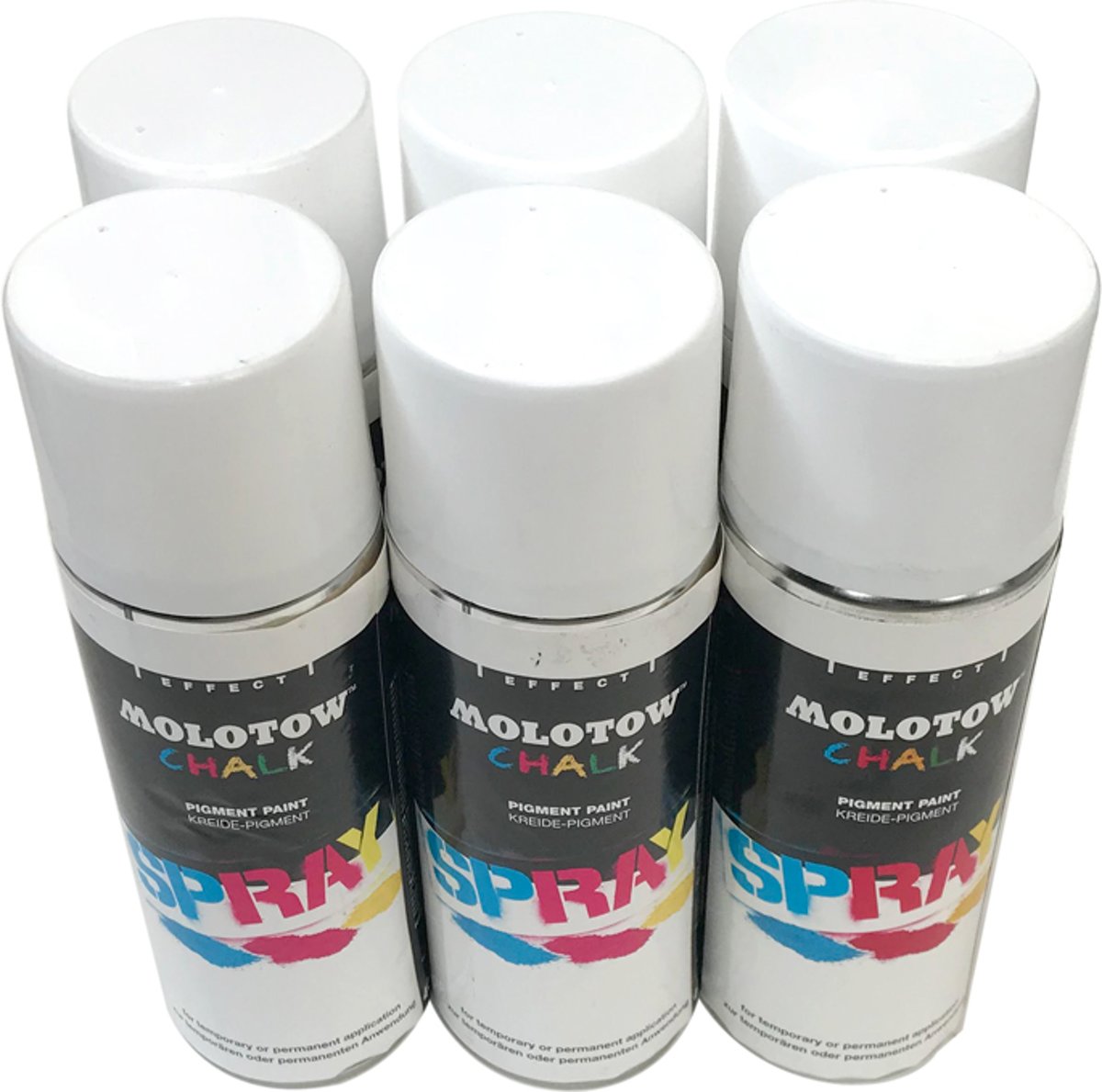 6 stuks Molotow Streetwise Krijtspray - 400ml Witte Graffiti Chalk Spray