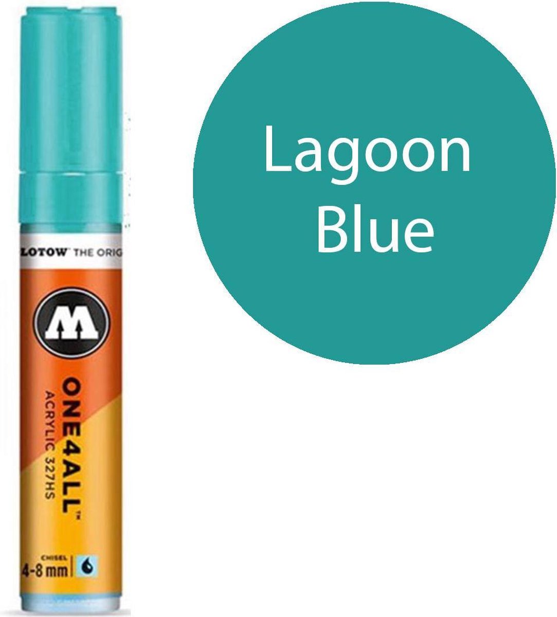 Molotow 327HS Lagoon Blue - Aqua blauwe acryl marker - Chisel tip 4-8mm - Kleur aqua blauw